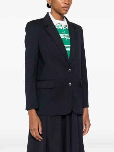 细条纹单排扣西装夹克