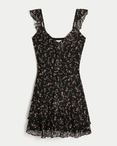 Hollister Lace Ruffle Mini Dress In Multi