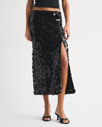 Abercrombie & Fitch Sequin Maxi Skirt In Black