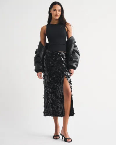Abercrombie & Fitch Sequin Maxi Skirt In Black