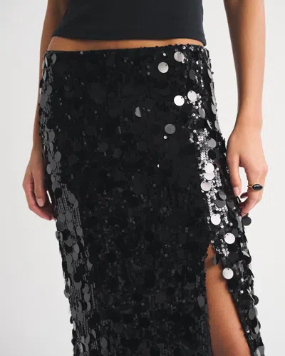 Abercrombie & Fitch Sequin Maxi Skirt In Black