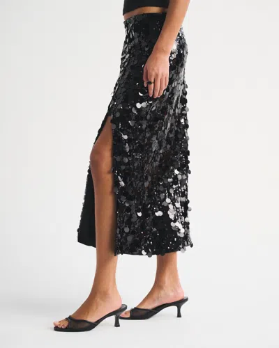 Abercrombie & Fitch Sequin Maxi Skirt In Black