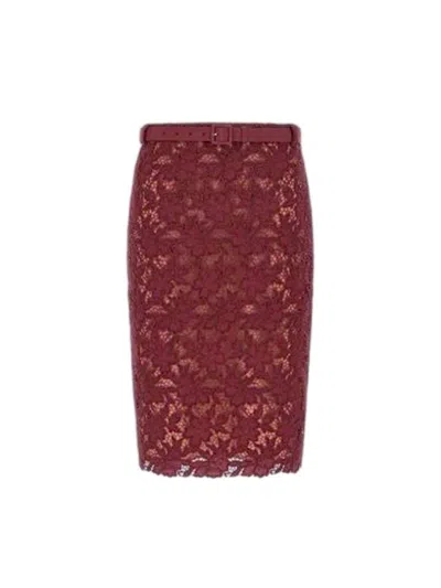 Self-portrait Lace Midi Skirt In Red