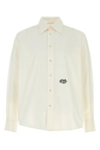 Bode Men White Poplin Monogrammed Shirt In Yellow