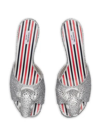 Thom Browne Crystal-hector Sandals In Silver