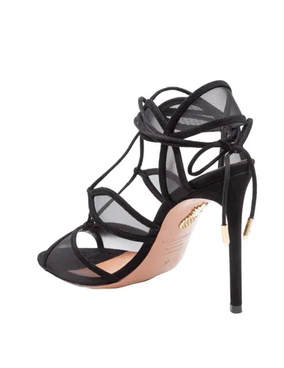 Aquazzura Suede And Mesh Sandal In Multi