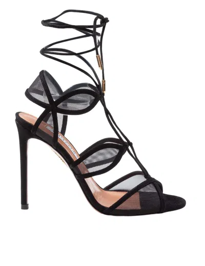 Aquazzura Suede And Mesh Sandal In Multi