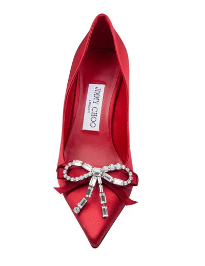 Jimmy Choo Aura 70 Crystal Bow-embellished Satin Pumps In Multi
