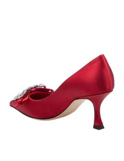 Jimmy Choo Aura 70 Crystal Bow-embellished Satin Pumps In Multi