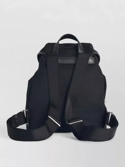Moncler Versatile Polyester Backpack Adjustable Straps In Black