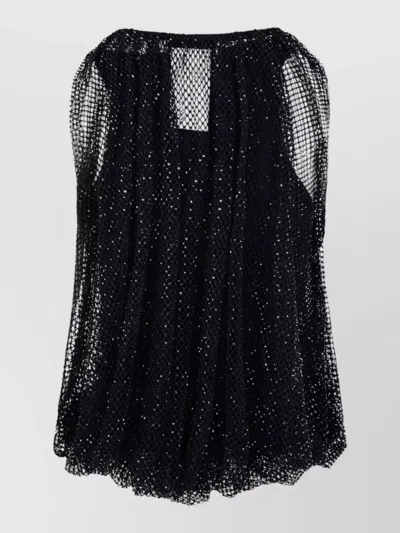 Sportmax Embellished Mesh And Jersey Top In Black