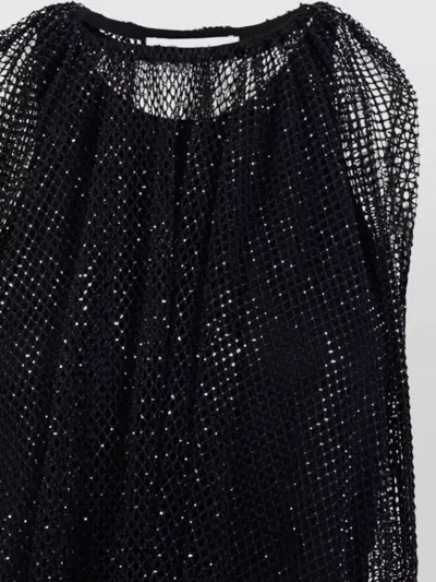 Sportmax Embellished Mesh And Jersey Top In Black