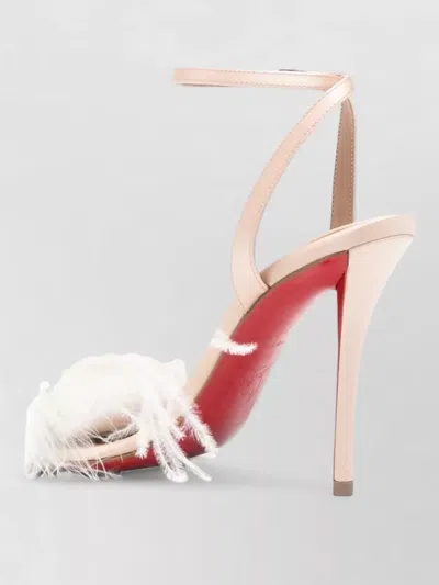 Christian Louboutin Miss Z Feather Ankle Strap Sandals In White