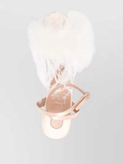 Christian Louboutin Miss Z Feather Ankle Strap Sandals In White