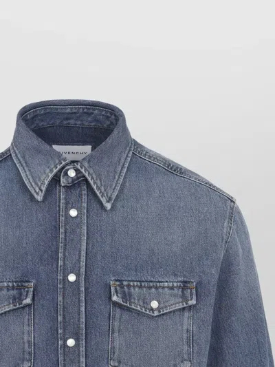 Givenchy Shirt Button Down Collar Chest Pockets In Blue