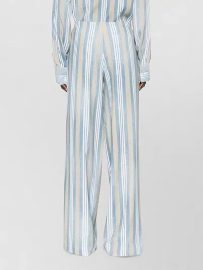 Ermanno Scervino Striped Wide Leg Trousers Featuring Side Pockets In Blue