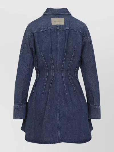 Givenchy Long Sleeve Dress Pointed Collar Stitching In Blue