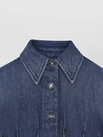 Givenchy Long Sleeve Dress Pointed Collar Stitching In Blue