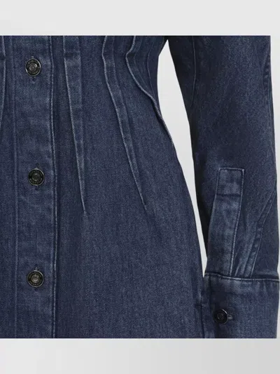 Givenchy Long Sleeve Dress Pointed Collar Stitching In Blue