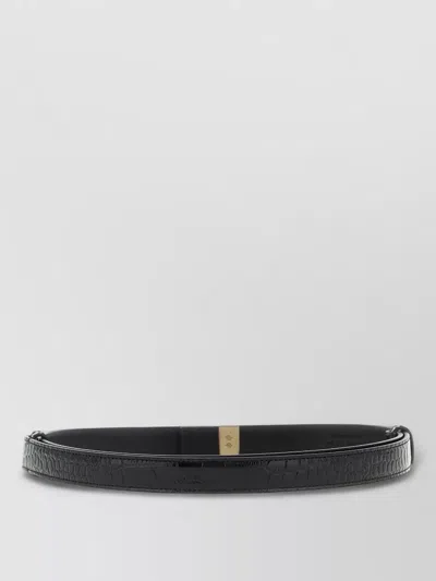 Tom Ford Croc Embossed T Shape Adjustable Belt In Black