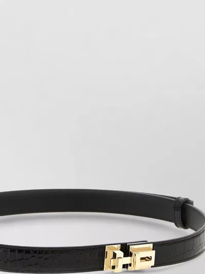 Tom Ford Croc Embossed T Shape Adjustable Belt In Black