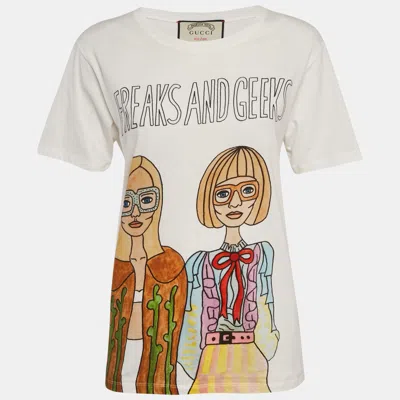 Pre-owned Gucci White Cotton Angelica Hicks Printed Limited Edition Crew Neck T-shirt Xs