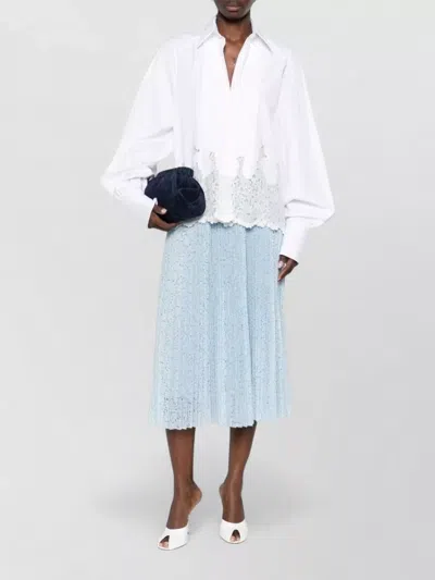 Ermanno Scervino Long Skirt Pleated Midi Lace Elastic In Blue