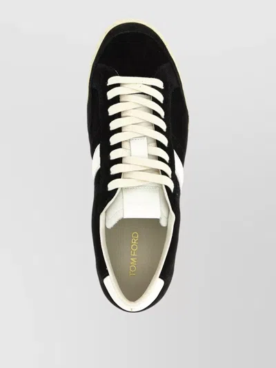 Tom Ford Blake Sneakers Suede Upper Contrast Stripe Rubber Sole In Black