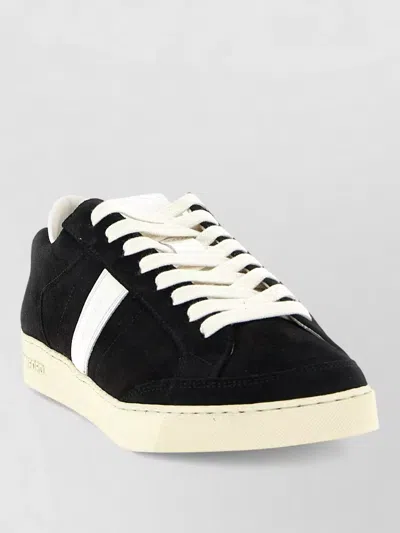 Tom Ford Blake Sneakers Suede Upper Contrast Stripe Rubber Sole In Black