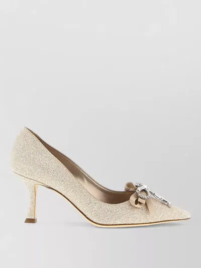 Jimmy Choo Auria Pumps Pointed Toe Glitter Bow
