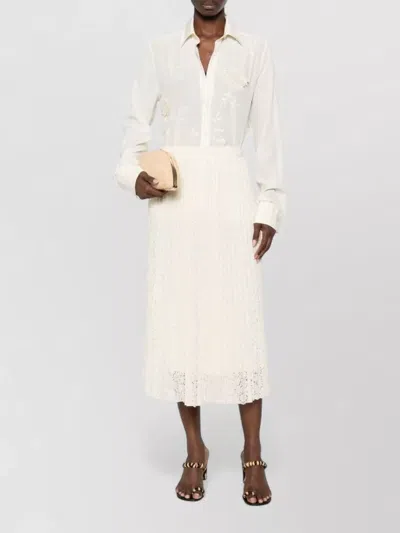 Ermanno Scervino Silk Shirt Embroidered Long Sleeves Sheer Design In White