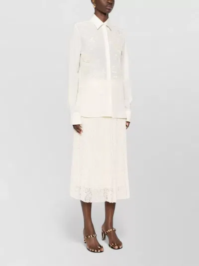 Ermanno Scervino Silk Shirt Embroidered Long Sleeves Sheer Design In White