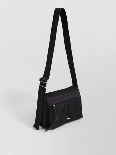 Jil Sander Rectangular Flap Shoulder Bag Adjustable Strap In Black