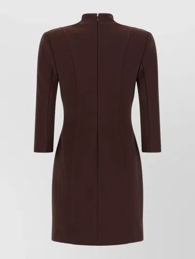 Elisabetta Franchi Logo Dress Elastic Bands Structured Shoulders In Burgundy