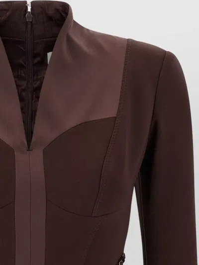 Elisabetta Franchi Logo Dress Elastic Bands Structured Shoulders In Burgundy