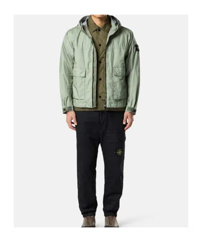 Stone Island Mens Sage Membrana 3l Tc Hooded Shell Jacket Xl In Green