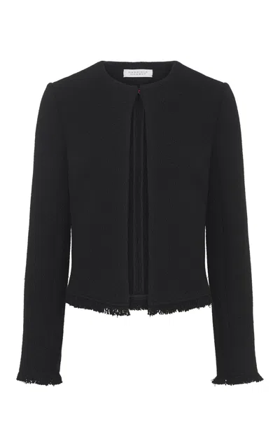Gabriela Hearst Normand Frayed Wool And Cashmere-blend Jacket In Black
