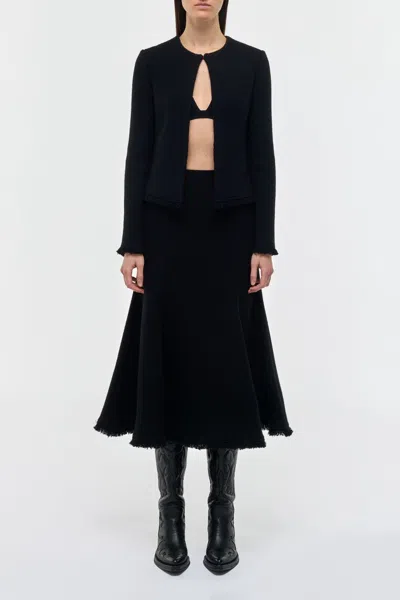 Gabriela Hearst Normand Frayed Wool And Cashmere-blend Jacket In Black
