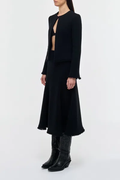 Gabriela Hearst Normand Frayed Wool And Cashmere-blend Jacket In Black