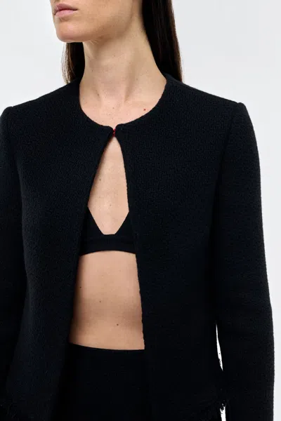 Gabriela Hearst Normand Frayed Wool And Cashmere-blend Jacket In Black