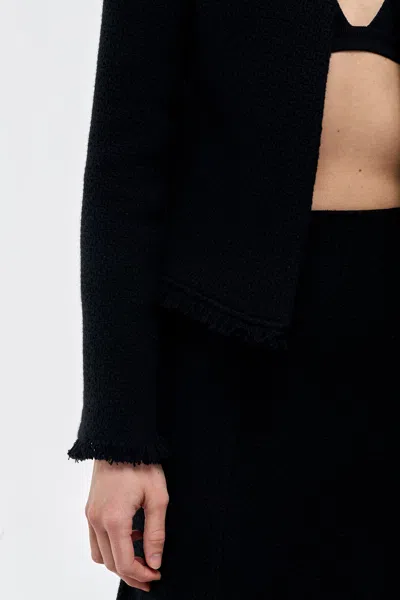 Gabriela Hearst Normand Frayed Wool And Cashmere-blend Jacket In Black