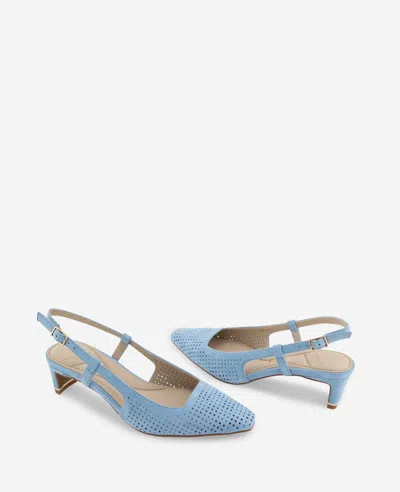 Kenneth Cole Marbella Perforated Suede Slingback Heel In Blue
