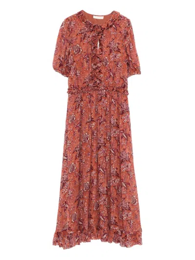 Ulla Johnson Rosamunde Ruffled Floral-pattern Midi Dress In Pink