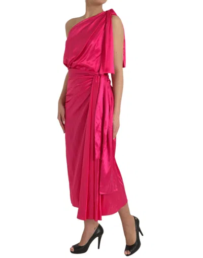 Dolce & Gabbana Fuchsia Silk Casual Dress In Pink