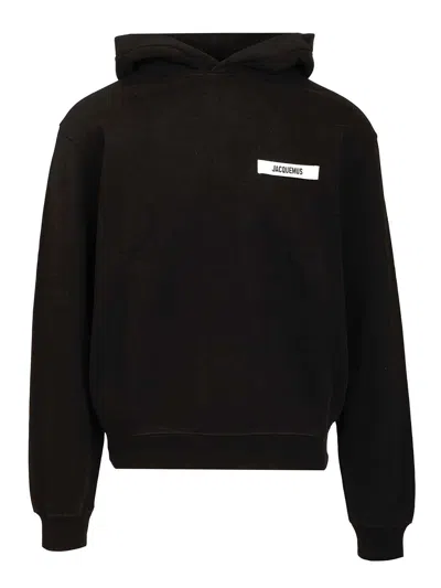 Jacquemus Cotton Fabric Hoodie With Long Sleeves In Black