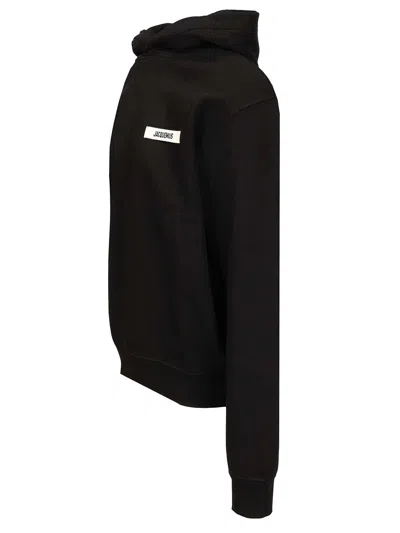 Jacquemus Cotton Fabric Hoodie With Long Sleeves In Black