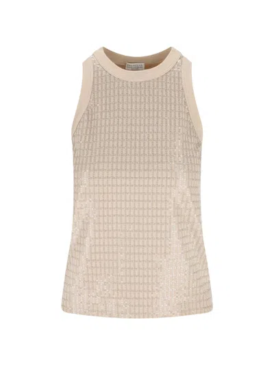 Brunello Cucinelli Cotton Tank Top In Neutral