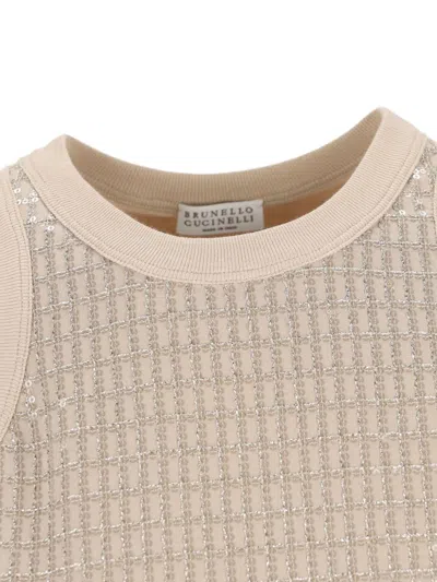 Brunello Cucinelli Cotton Tank Top In Neutral