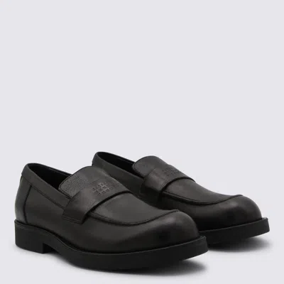 Mm6 Maison Margiela Black Calf Leather Bos Taurus Slip-on Loafers