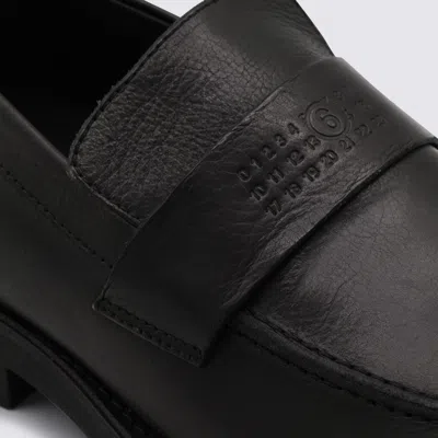 Mm6 Maison Margiela Black Calf Leather Bos Taurus Slip-on Loafers
